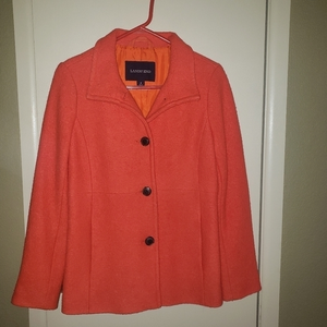 Lands’ End Wool coat jacket blazer Tangerine‎ 4